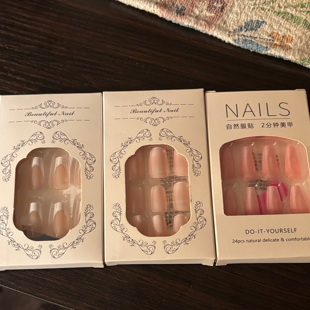 DIY Nail Set with Nude and Pink Tones- Set of 3
